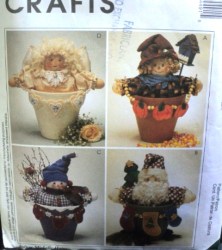 9449 4 12'' FLOWER POT ANGEL, SNOWMAN, SANTA, SCARECROW PATTERN